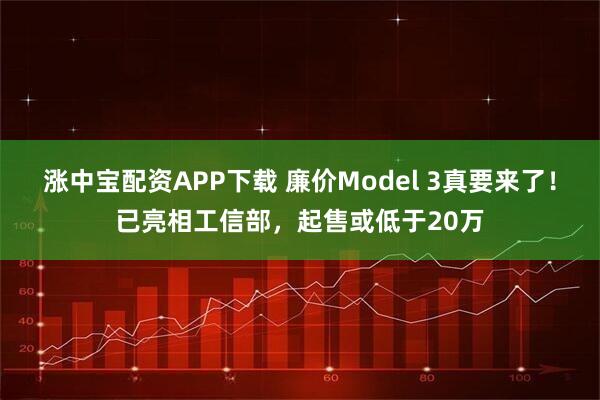 涨中宝配资APP下载 廉价Model 3真要来了！已亮相工信部，起售或低于20万