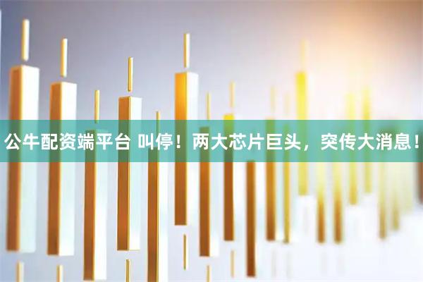 公牛配资端平台 叫停！两大芯片巨头，突传大消息！